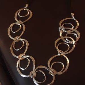 Silver long hanging necklace